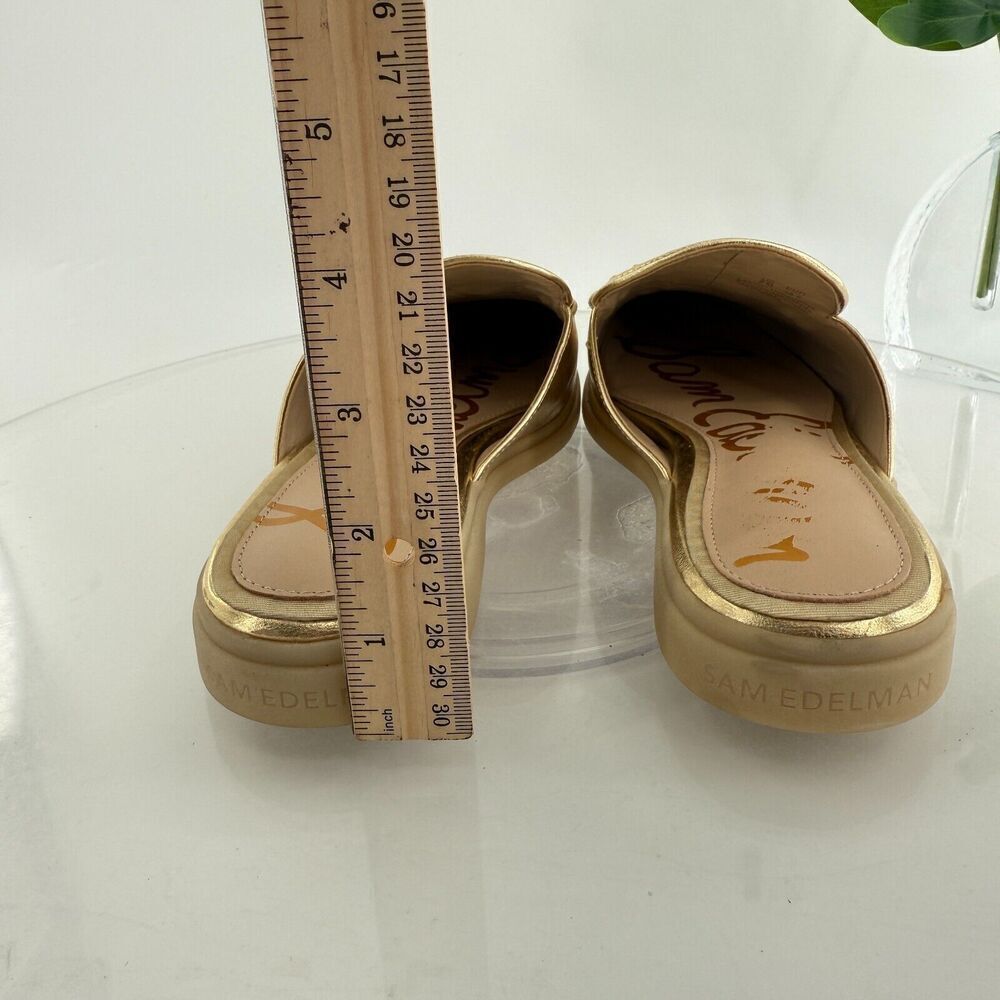 Sam Edelman Womens Kira Bit Mule Size 8 Gold Metallic Leather Slip On Shoe Flat - Picture 7 of 14